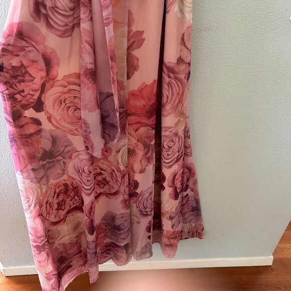 Wayward Fancies Eshakti Pink Purple Rose Floral Maxi Dress 8/10 - Picture 6 of 9